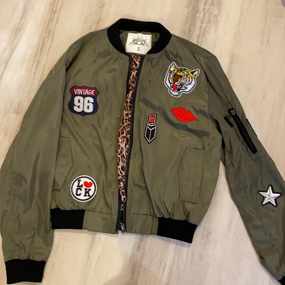 So Nikki size S women’s bomber jacket with patches